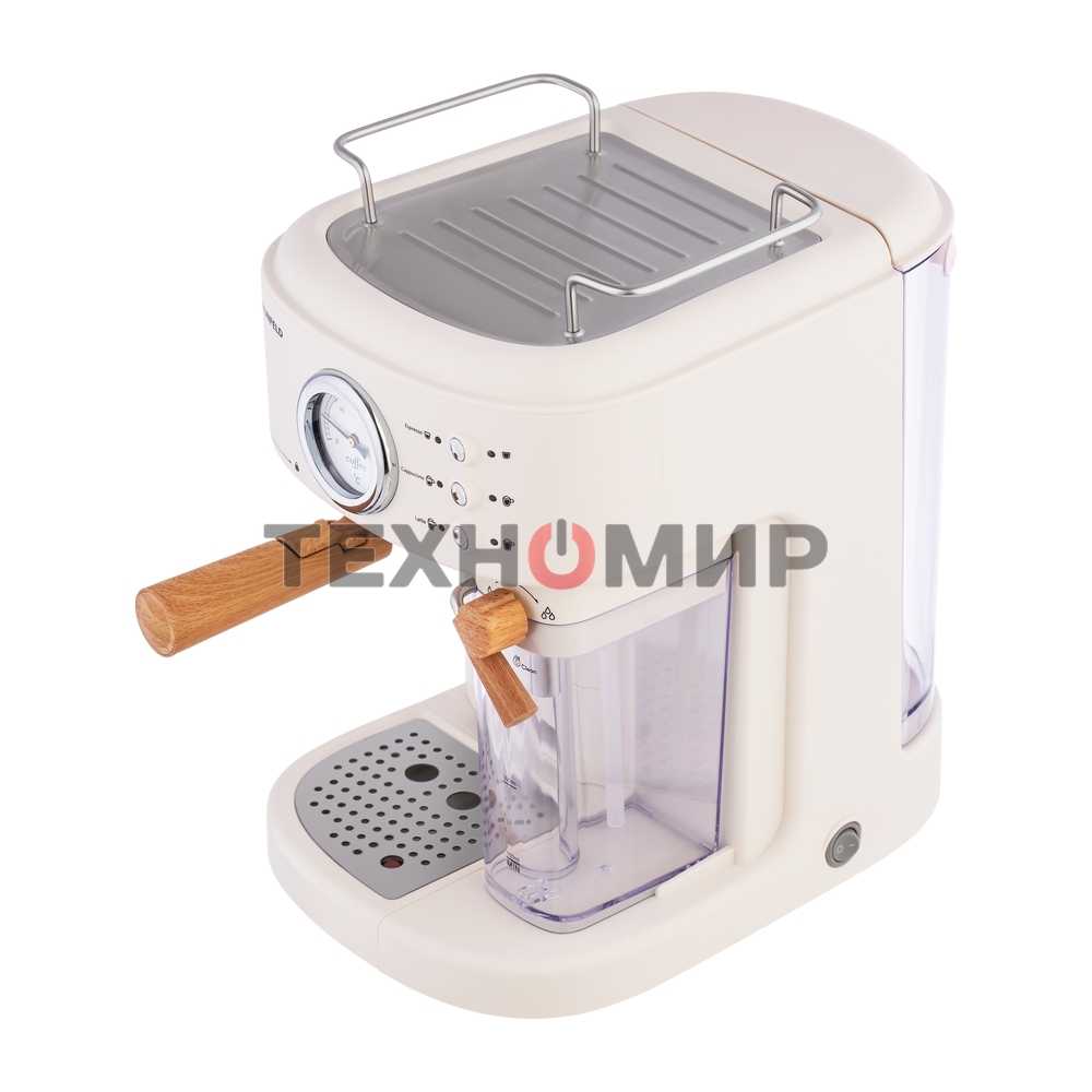 Кофеварка рожковая Maunfeld MF-737BG PRO бежевый, исп. кофе - молотый, 1.5 л, 1250 Вт, 15 бар