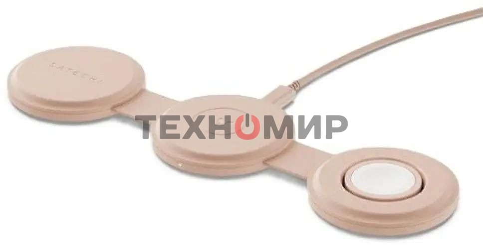 Переносное зарядное устройство Satechi Qi2 OntheGo 3-in-1 Wireless Charger, нежно-розовый