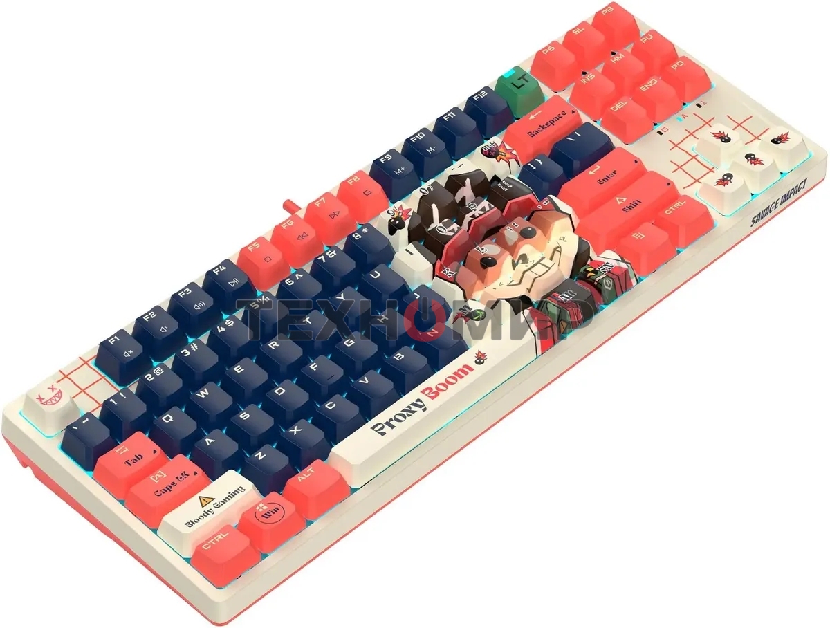 Клавиатура проводная A4Tech Bloody AT87 Proxy Boom USB бежевый/красный