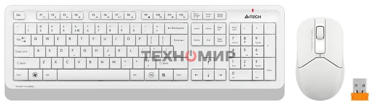 Комплект клавиатура+мышь A4Tech FStyler FG1012 беспроводной, USB, 1200 DPI, белый