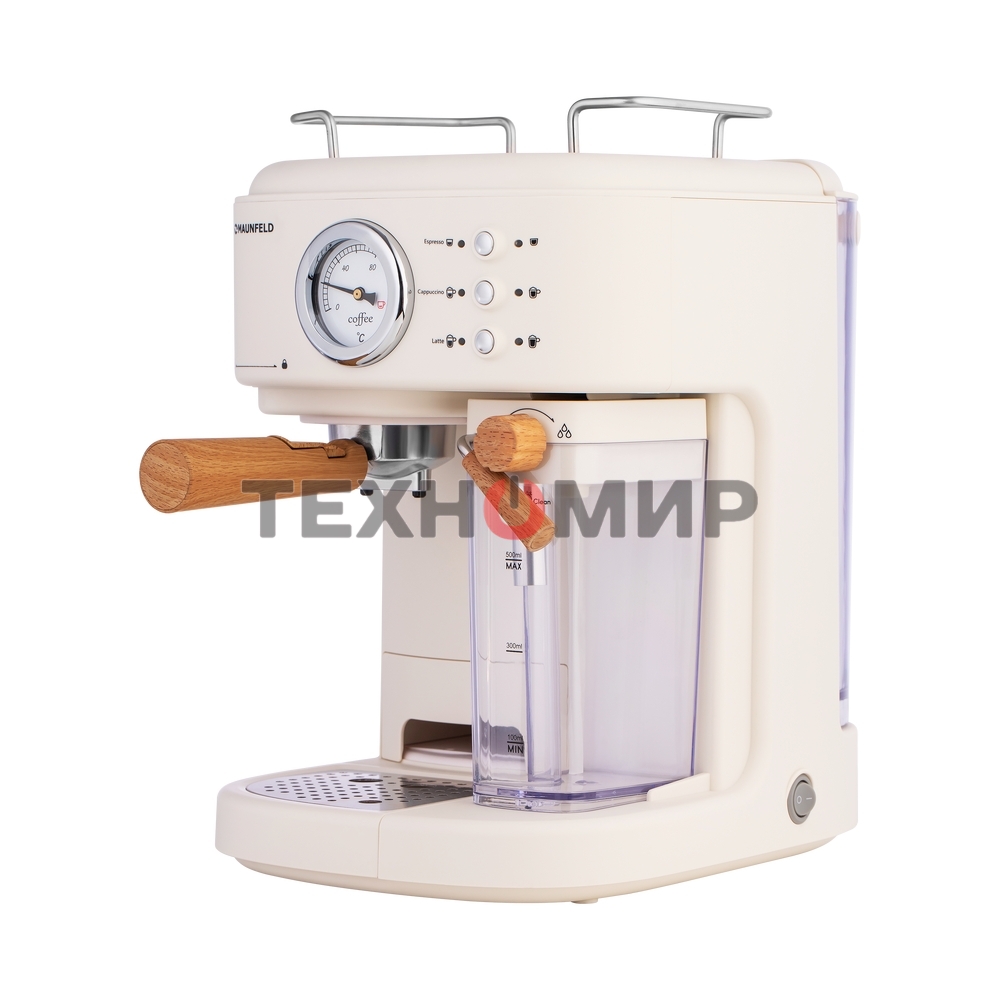 Кофеварка рожковая Maunfeld MF-737BG PRO бежевый, исп. кофе - молотый, 1.5 л, 1250 Вт, 15 бар