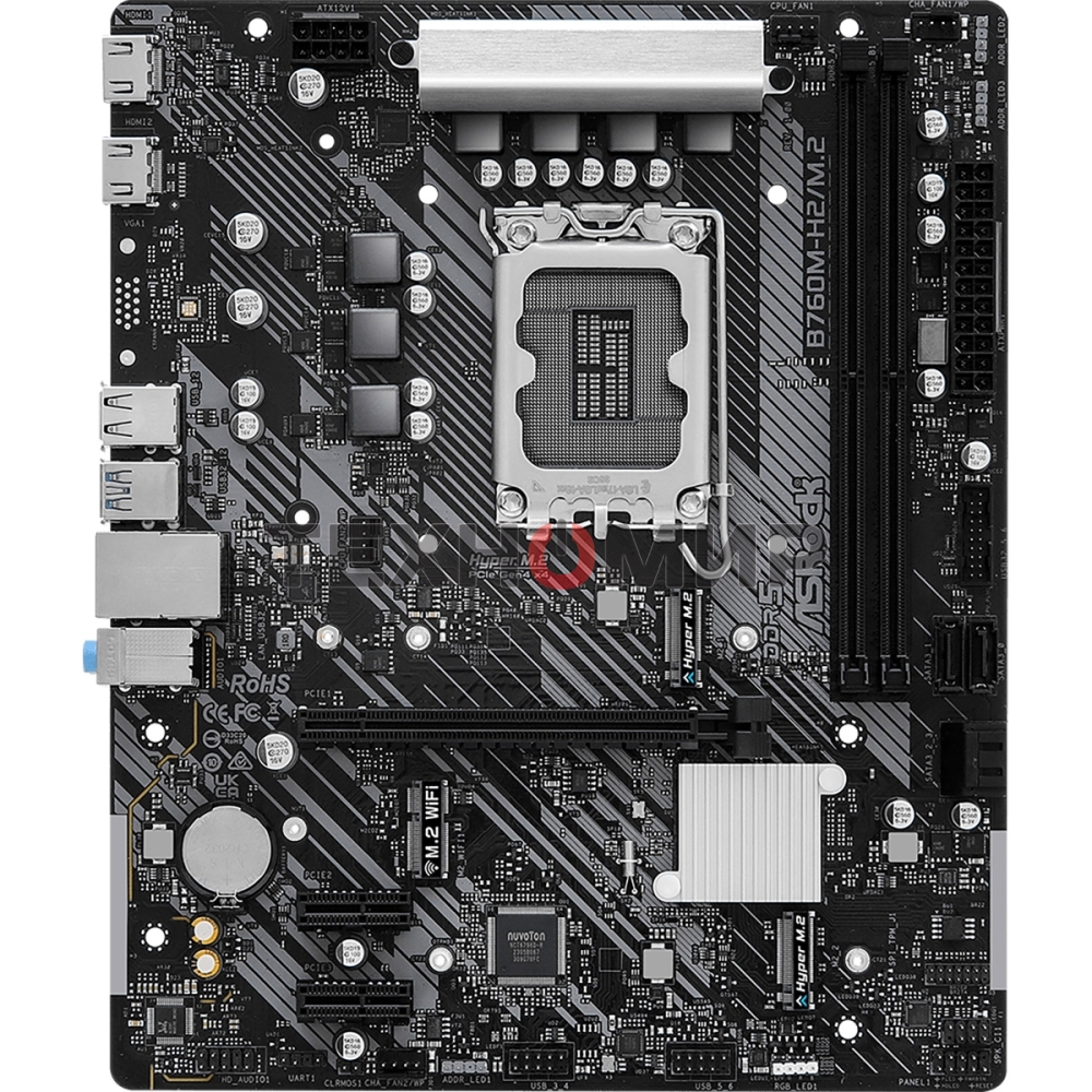 Материнская плата ASRock B760M-H2/M.2, LGA 1700, Intel B760, 2xDDR5, 4xSATA, 2xM.2, 1xPCIe 4.0 x16, 2xPCIe x1, 1xDP, 1xHDMI, 1xVGA, 1x 2.5Gb LAN, 2xUSB-A 3.2 Gen 1, 3xUSB 2.0, 3x3.5 мм, 7.1, mATX
