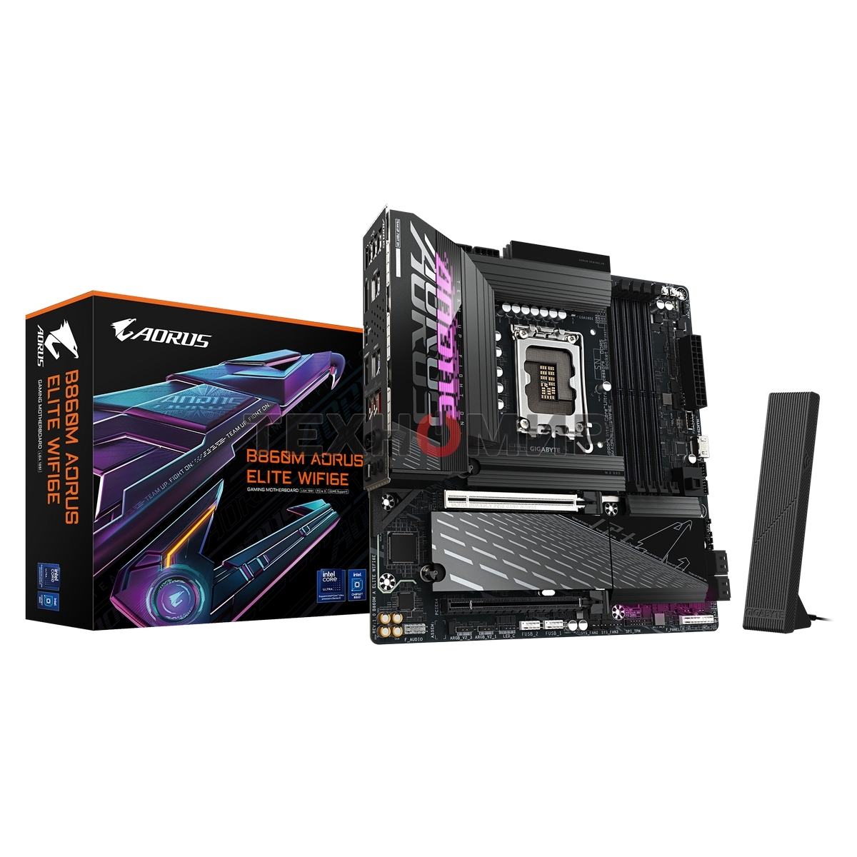 Материнская плата Gigabyte B860M AORUS ELITE WIFI6E, LGA 1851, Intel B860, 4xDDR5, 4xSATA, 3xM.2, 1xPCIe 5.0 x16, 1xPCIe 4.0 x4, 1xHDMI, 1xDP, 1xUSB4 Type-C, 1x 2.5Gb LAN, 4xUSB-A 3.2 Gen 1, 2xUSB-A 3.2 Gen 2, 4xUSB-A 2.0, 7.1, mATX