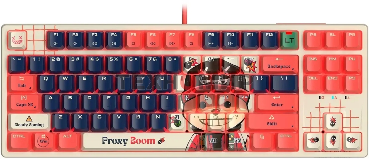 Клавиатура проводная A4Tech Bloody AT87 Proxy Boom USB бежевый/красный