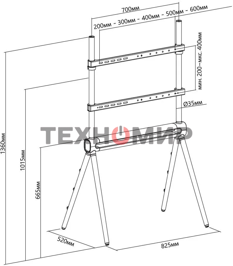 Подставка для телевизора Cactus CS-ST2946GY темно-серый, 49