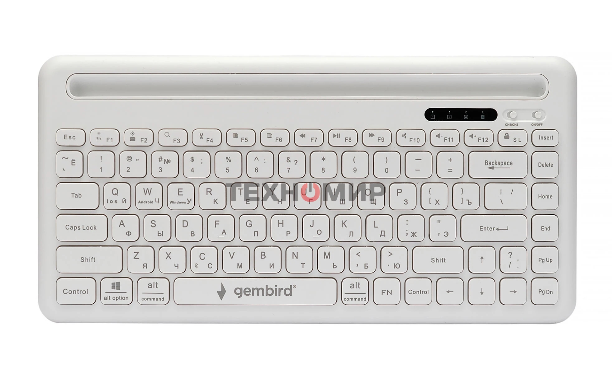Клавиатура беспроводная Gembird KBW-8, 84кл, подставка для телефона, BT 5.1, белая
