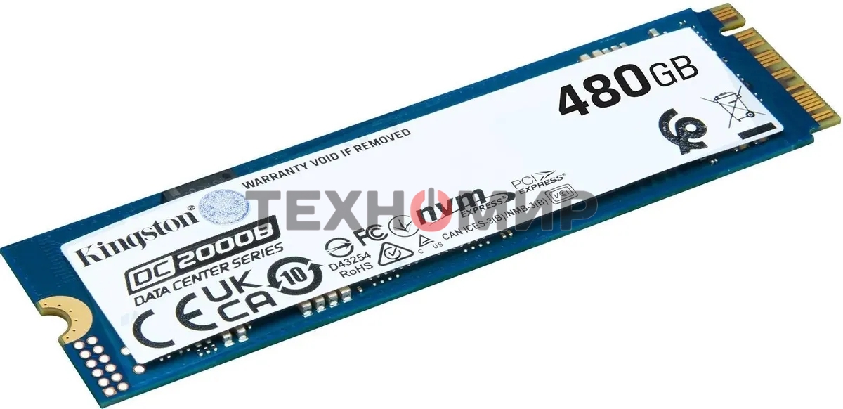 Накопитель SSD Kingston DC2000B, 480Gb, PCIe 4.0 x4, M.2 2280, R/W 7000/800