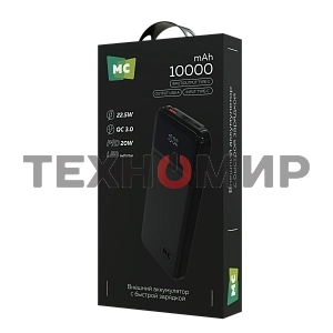 Портативный аккумулятор MORE CHOICE (4620202552761) PB29-10 10000mAh 1USB+2Type-C 3.0A 22.5W+PD20W+QC3.0, черный