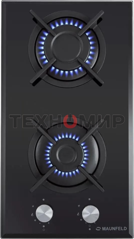 Газовая варочная панель Maunfeld EGHG.32.1CB/G, 2 конфорки, закаленное стекло, черный
