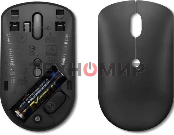 Мышь беспроводная Lenovo 400 черный, 2400 dpi, радиоканал, USB-C, кнопки - 4