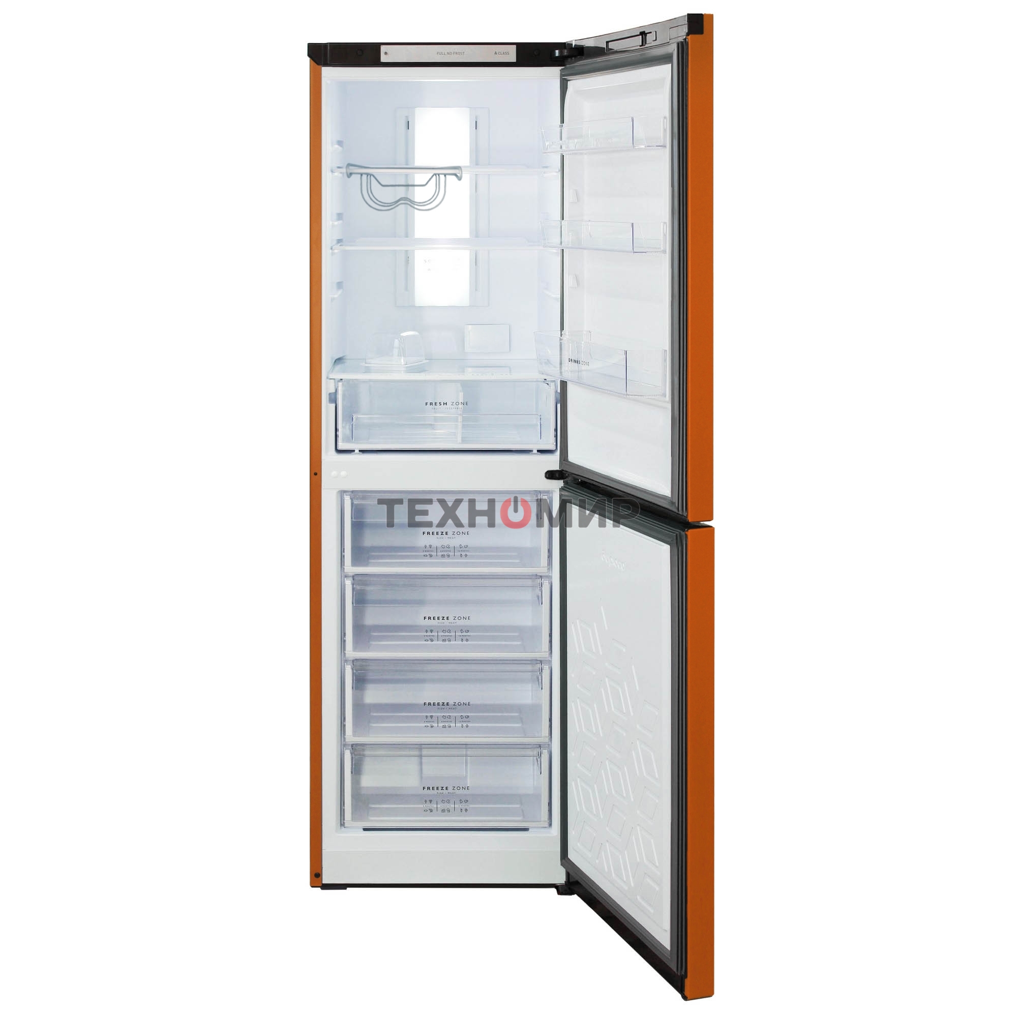 Холодильник Бирюса Б-T940NF оранжевый двухкамерный 210/130 л морозилка снизу, No Frost