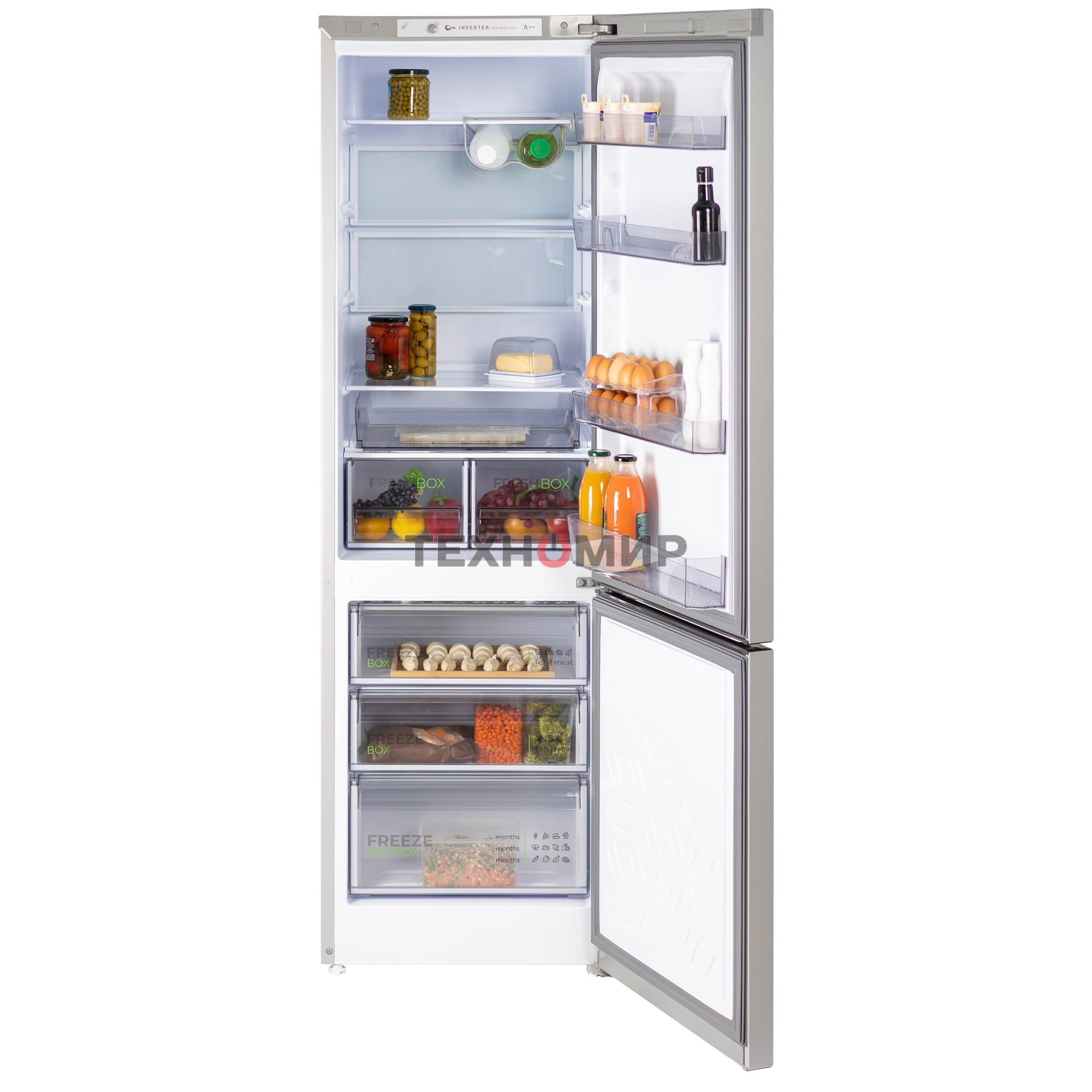 Холодильник Бирюса M6130 металлик двухкамерный 245/100л морозилка снизу