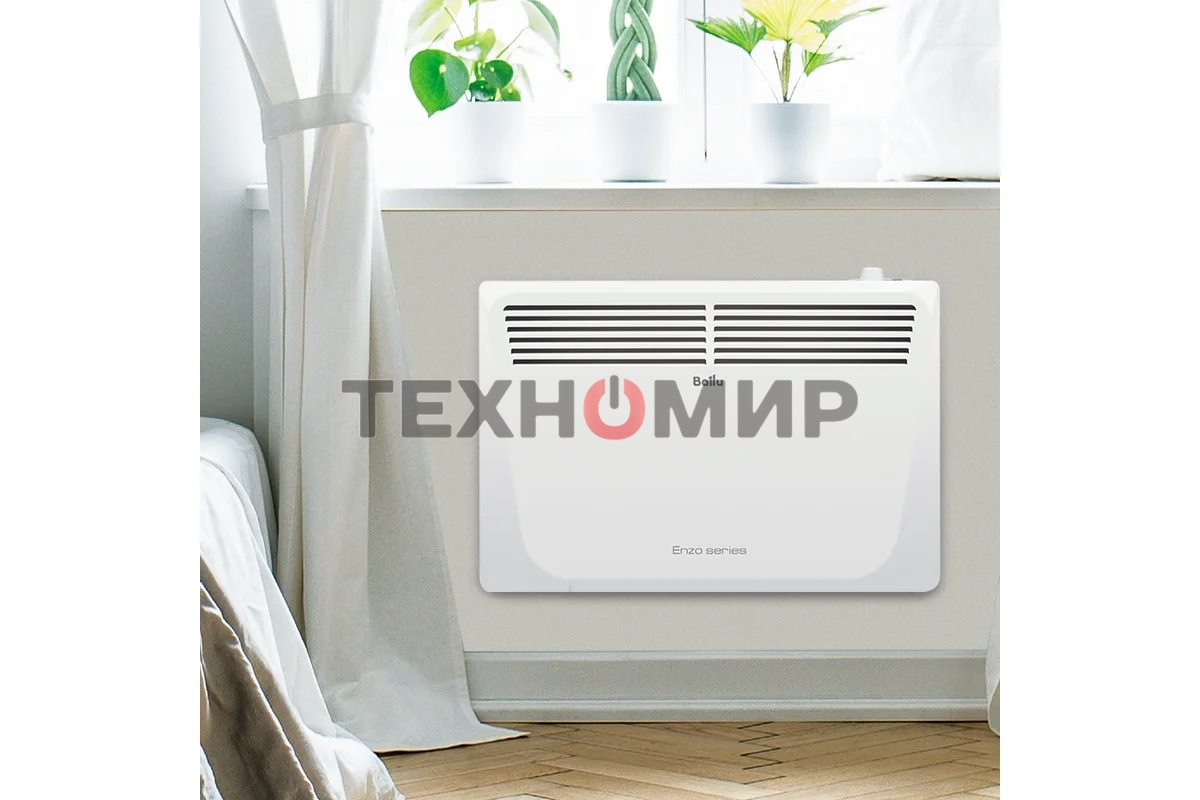 Конвектор электрический Ballu Enzo BEC/EZMR-2000 белый, 2000 Вт, 25 м2, термостат