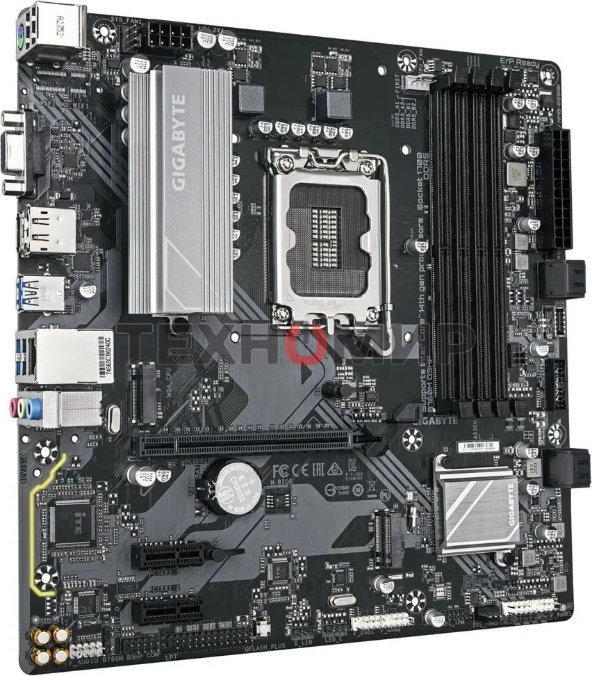 Материнская плата Gigabyte B760M D3HP DDR5, LGA 1700, Intel B760, 4xDDR5, 4xSATA, 2xM.2, 1xPCIe 4.0 x16, 1xPCIe x1, 1xHDMI, 1xVGA, 1xDP, 1x 1Gb LAN, 3xUSB-A 3.2 Gen 1, 2xUSB-A 2.0, 3x3.5 мм, 7.1, mATX