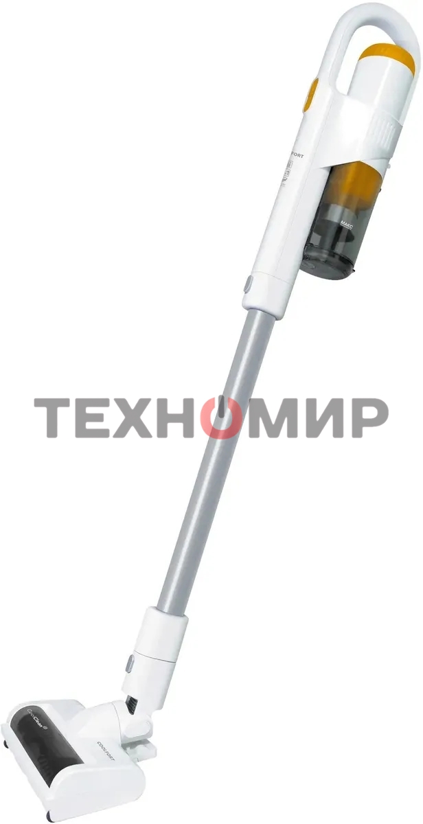 Пылесос вертикальный Coolfort CF-3001 белый, питание от аккумулятора, 150 Вт, уборка сухая, пылесборник 0.5 л, работа от АКБ max 30 мин.
