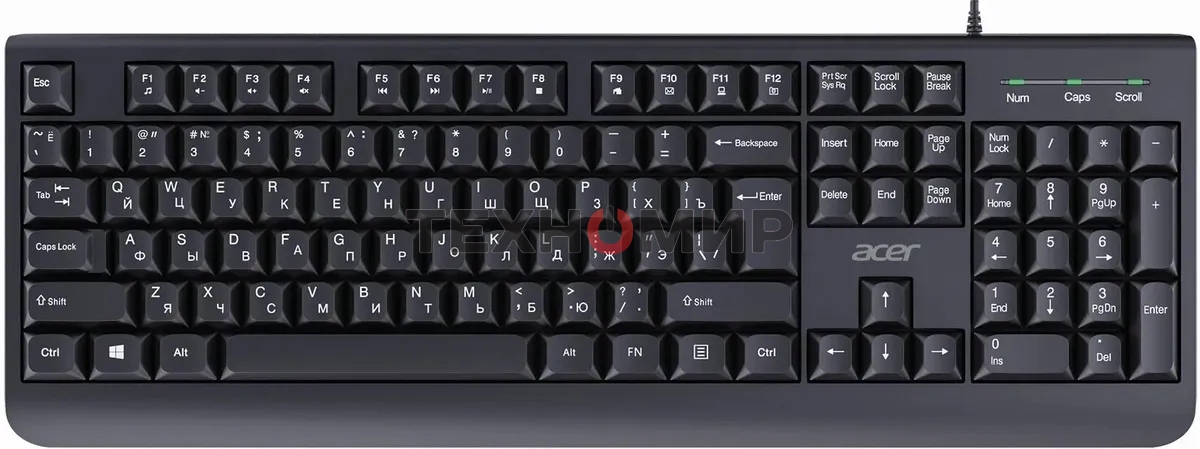 Клавиатура Acer OKW400 проводная, USB Type-A, черный