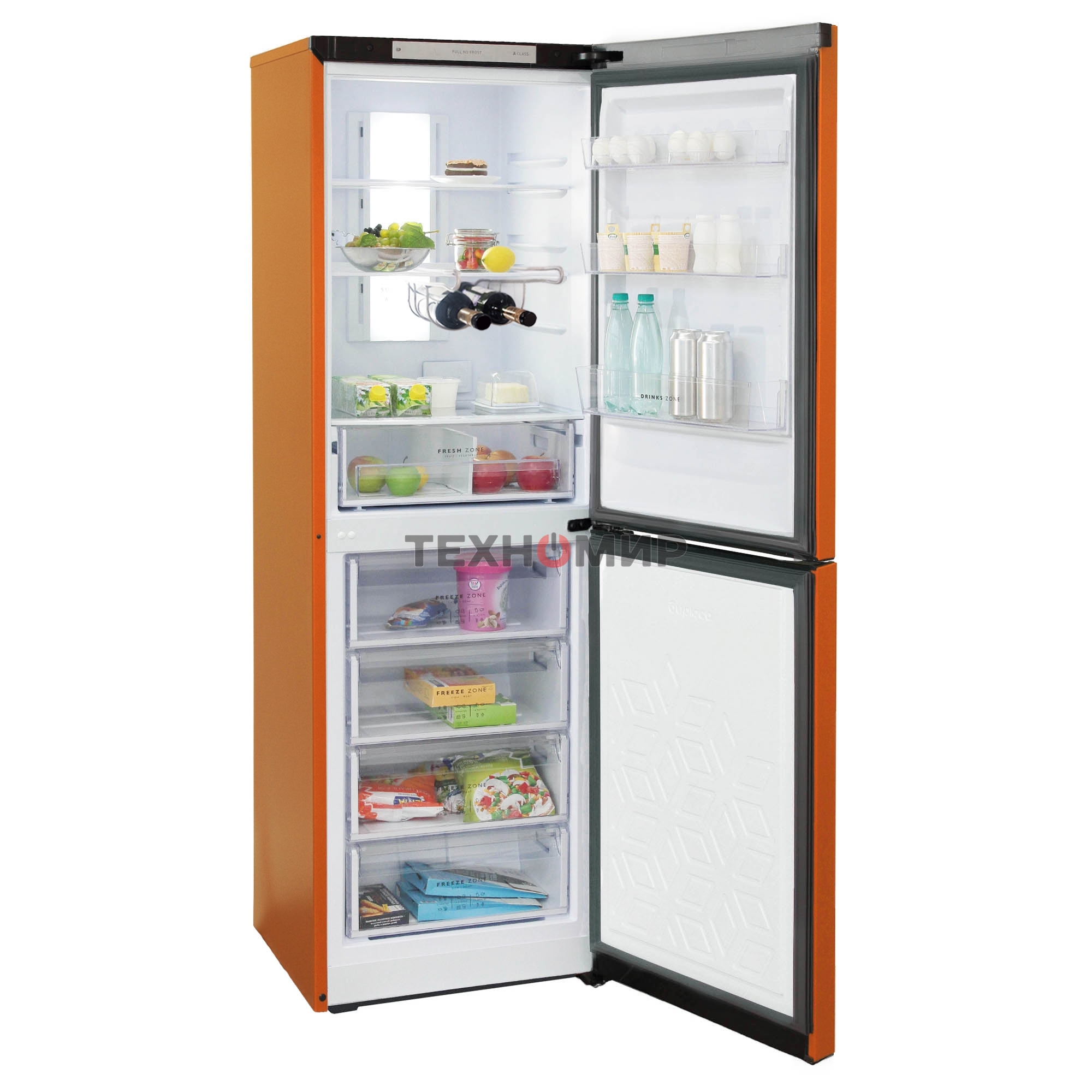 Холодильник Бирюса Б-T940NF оранжевый двухкамерный 210/130 л морозилка снизу, No Frost