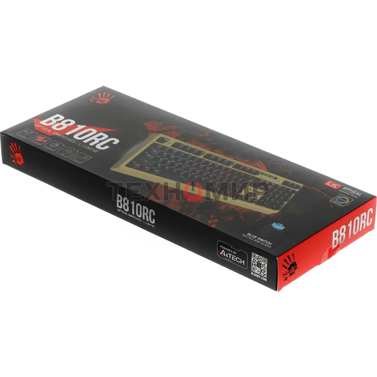 Клавиатура проводная A4Tech Bloody B810RC Punk USB желтый/черный