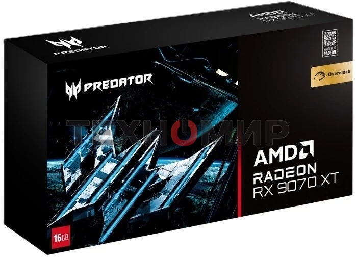 Видеокарта Acer RX9070XT PREDATOR BIFROST WHITE OC 16Gb GDDR6 256bit 3xDP HDMI 3FAN RTL