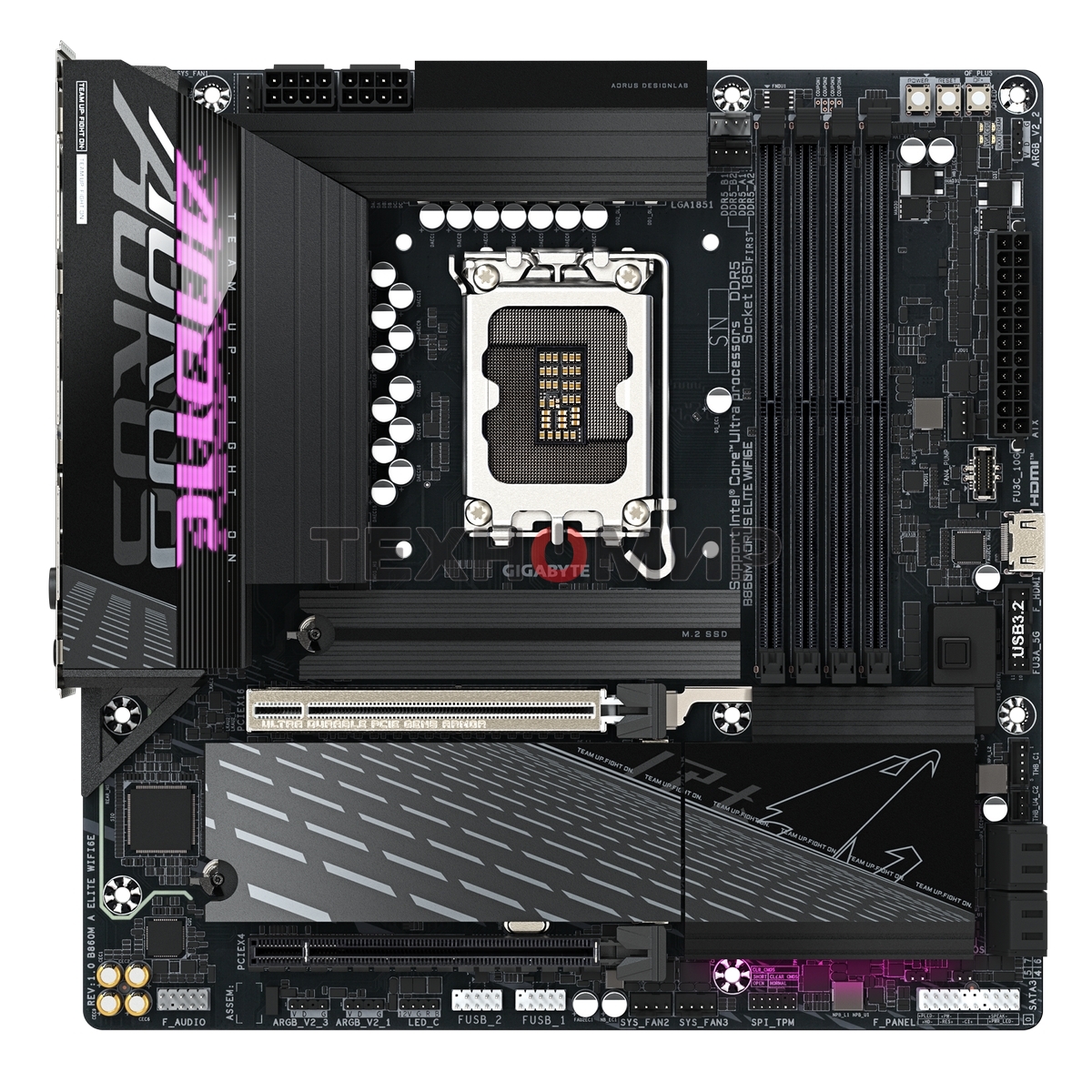 Материнская плата Gigabyte B860M AORUS ELITE WIFI6E, LGA 1851, Intel B860, 4xDDR5, 4xSATA, 3xM.2, 1xPCIe 5.0 x16, 1xPCIe 4.0 x4, 1xHDMI, 1xDP, 1xUSB4 Type-C, 1x 2.5Gb LAN, 4xUSB-A 3.2 Gen 1, 2xUSB-A 3.2 Gen 2, 4xUSB-A 2.0, 7.1, mATX