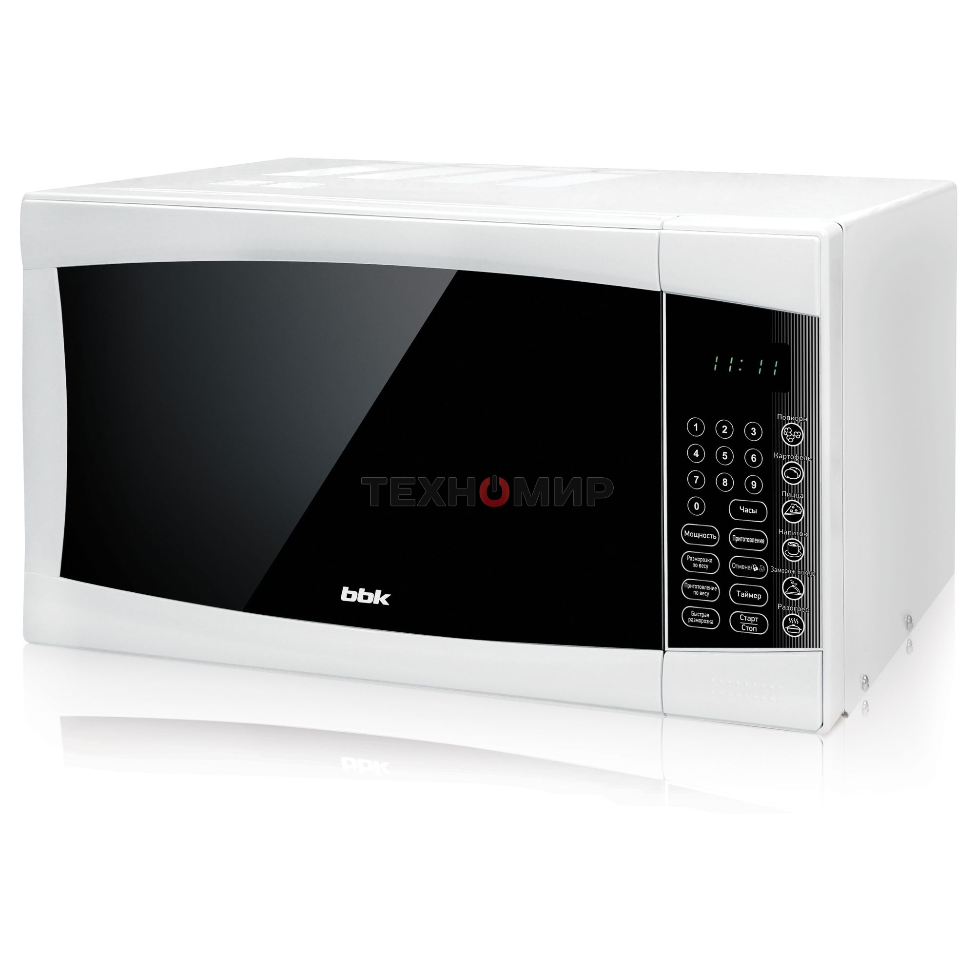 Микроволновая печь BBK 23MWS-915S/W белый, 23 л, 900 Вт, переключатели - сенсор