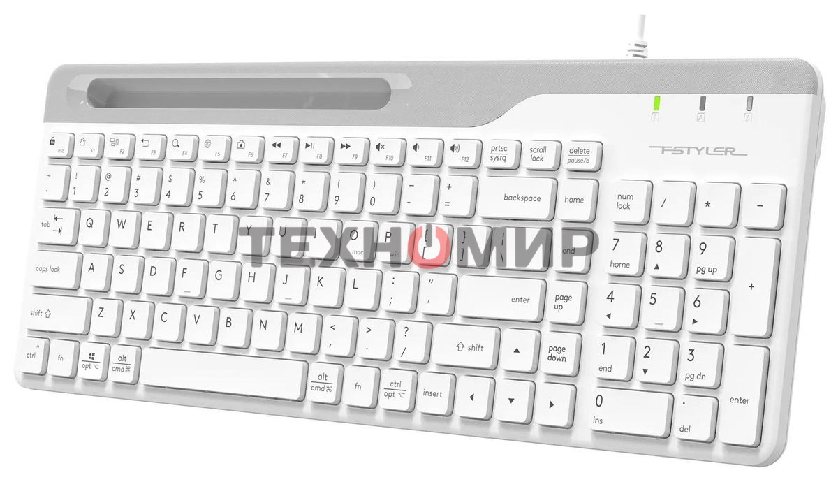 Клавиатура проводная A4Tech Fstyler FK25, USB, белый/серый