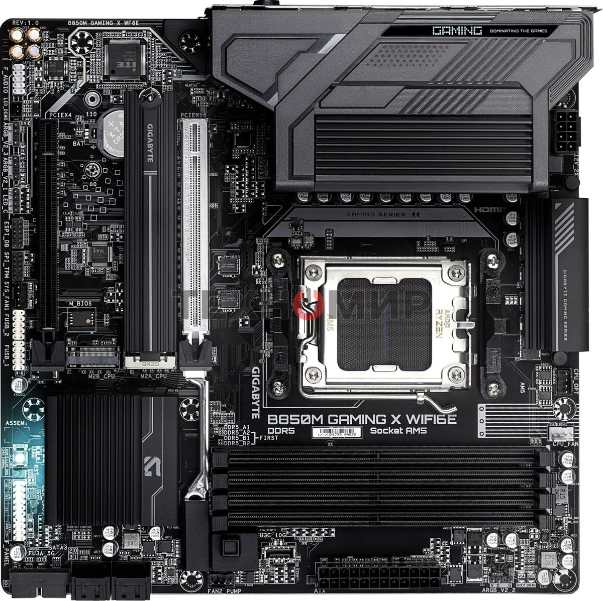Материнская плата Gigabyte B850M GAMING X WIFI6E/WF6E, Socket AM5, AMD B850, 4xDDR5, 4xSATA, 2xM.2, 1xPCI-E 5.0 x16, 1xPCI-E 3.0 x4, 1xHDMI, 2xDP, 1x 2.5Gb LAN, 1xUSB-C 3.2 Gen 2, 1xUSB-A 3.2 Gen 2, 2xUSB-A 3.2 Gen 1, 4xUSB-A 2.0, 3x3.5 мм, 7.1, Micro-ATX