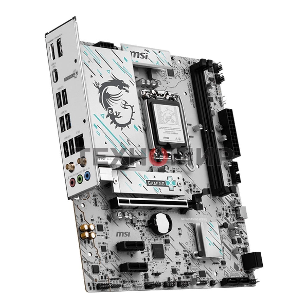 Материнская плата MSI H810M GAMING WIFI6E, LGA1851, Intel H810, 2xDDR5, 4xSATA, 1xM.2, 1xPCIe 5.0 x16, 2xPCIe 3.0 x1, 1xDP, 1xHDMI, 1x5Gb LAN, Wi-Fi 6E, Bluetooth 5.3, 1xUSB-C 20Gbps, 2xUSB-A 5Gbps, 4xUSB-A 2.0, 3x3.5 мм, 7.1, mATX
