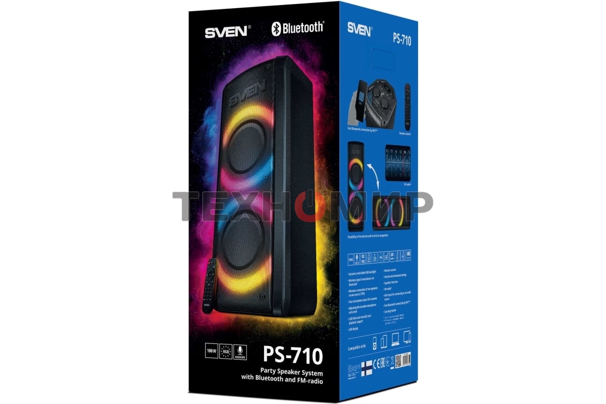 Портативная акустика Sven АС PS-710 черный 100 Вт Bluetooth