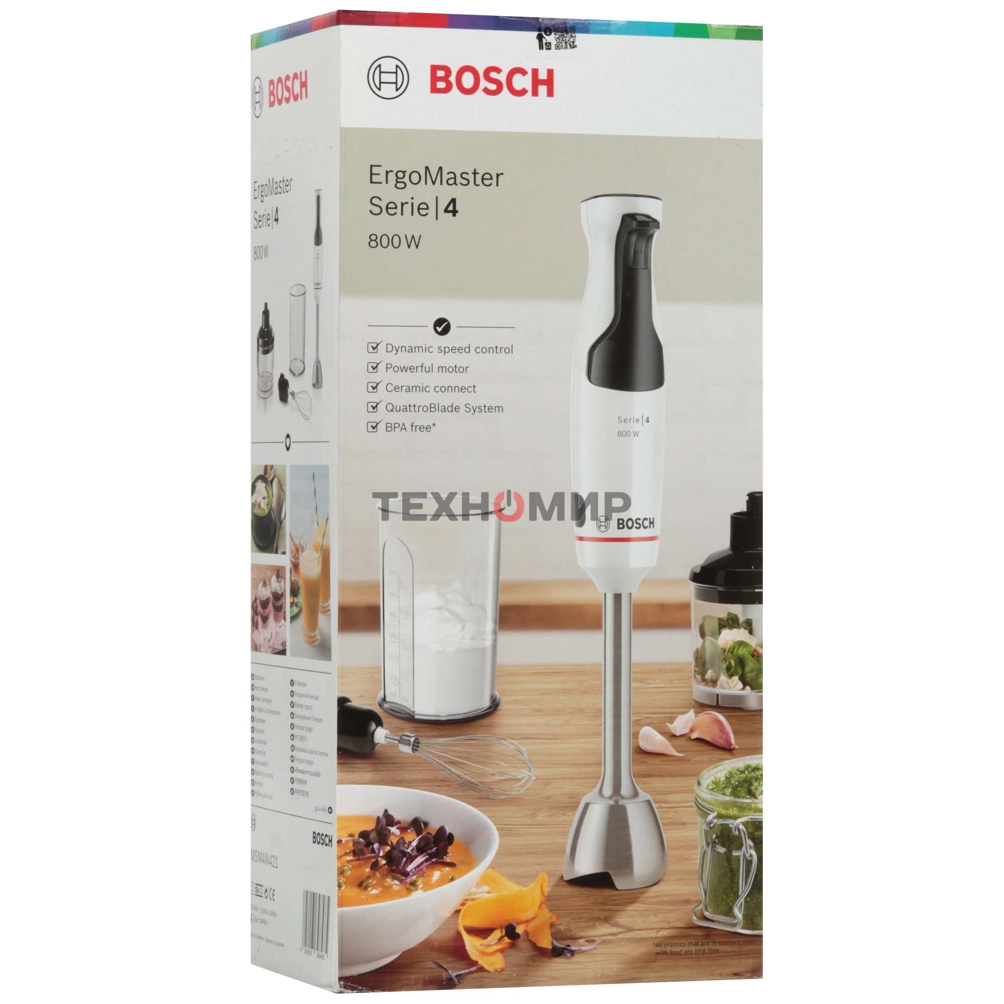 Блендер погружной Bosch MSM4W421 800 Вт, белый
