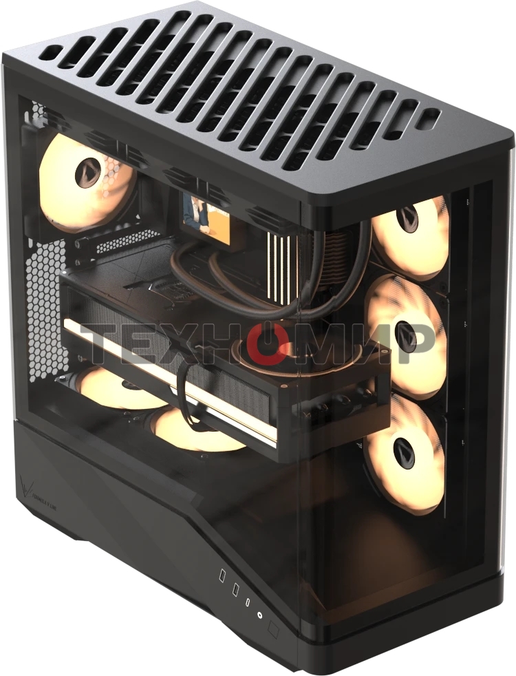 Компьютерный корпус Formula V Line Crystal U9 PA Black, ATX, TYPE-C*1, USB3.0*2, Curved Glass, SIDE 3x PERFORMANCE ARGB, REAR 1x PERFORMANCE ARGB