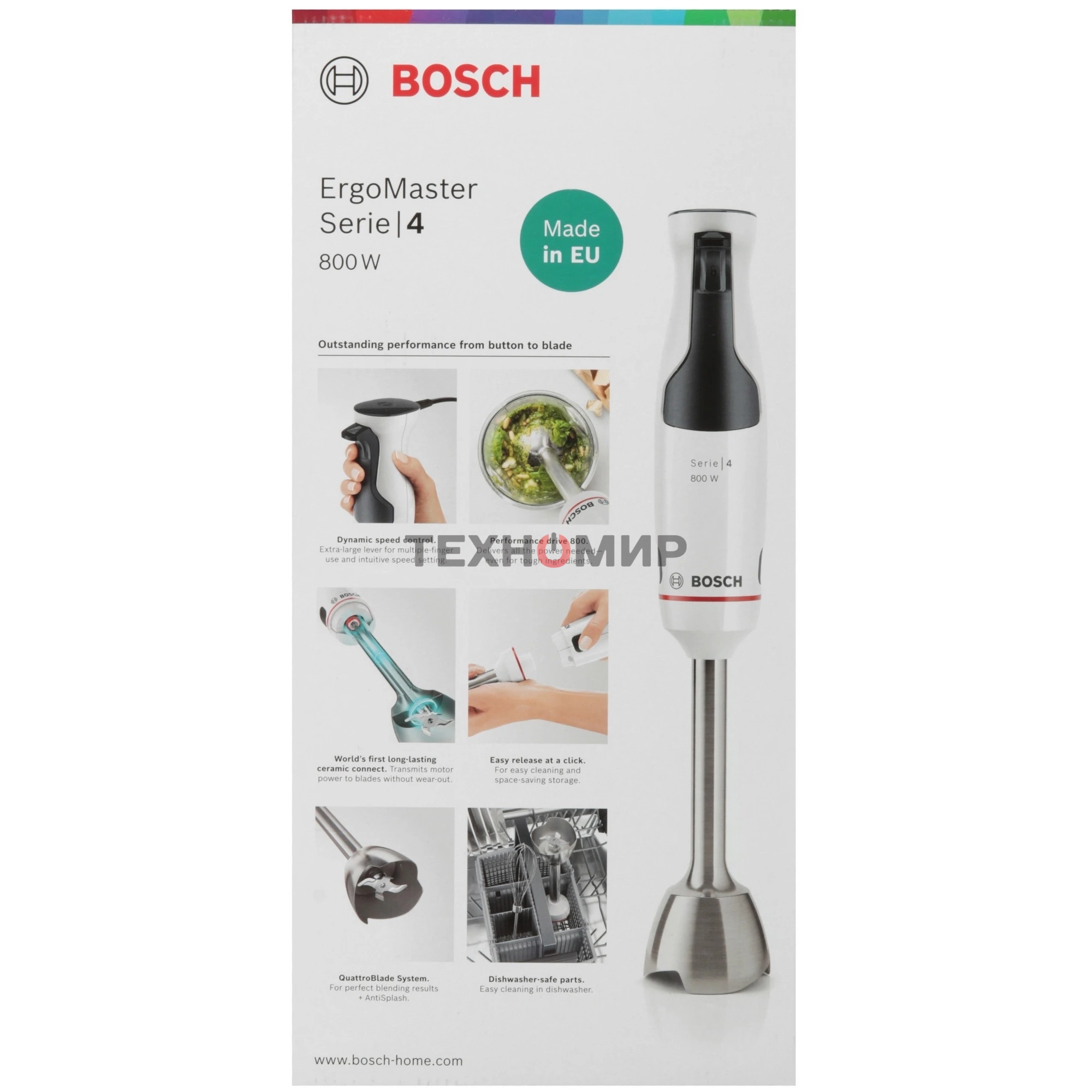 Блендер погружной Bosch MSM4W421 800 Вт, белый