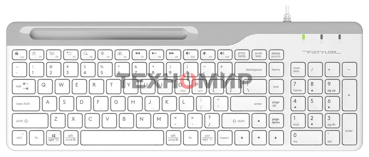 Клавиатура проводная A4Tech Fstyler FK25, USB, белый/серый