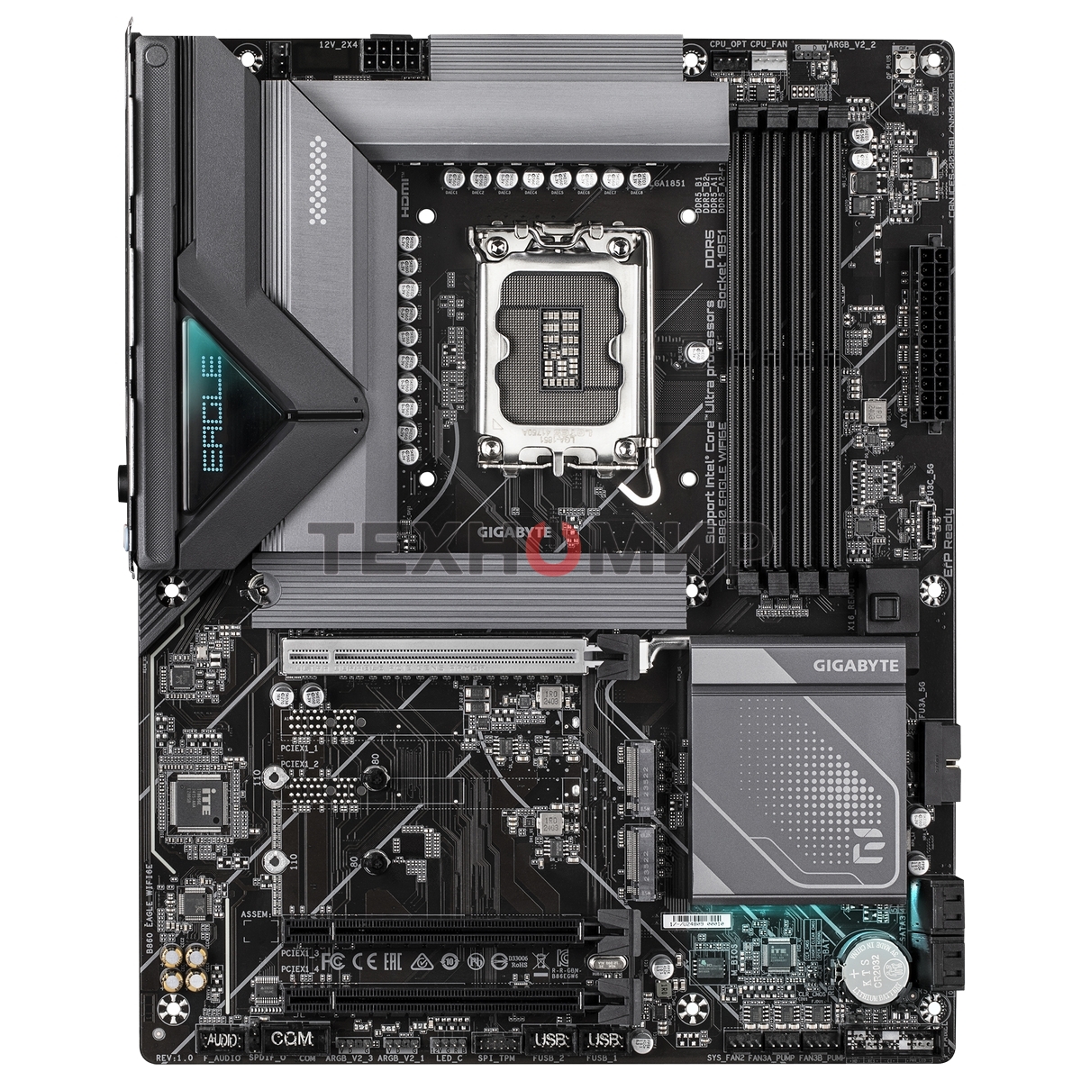 Материнская плата Gigabyte B860 EAGLE WIFI6E, LGA 1851, Intel B860, 4xDDR5, 4xSATA, 3xM.2, 1xPCIe 5.0 x16, 2xPCIe 4.0 x16, 1xHDMI, 1xDP, 1x 2.5Gb LAN, 4xUSB-A 2.0, 1xUSB-A 3.2 Gen 1, 1xUSB-A 3.2 Gen 2, 1xUSB-C 3.2 Gen 2x2, 7.1, 3x3.5 мм, ATX