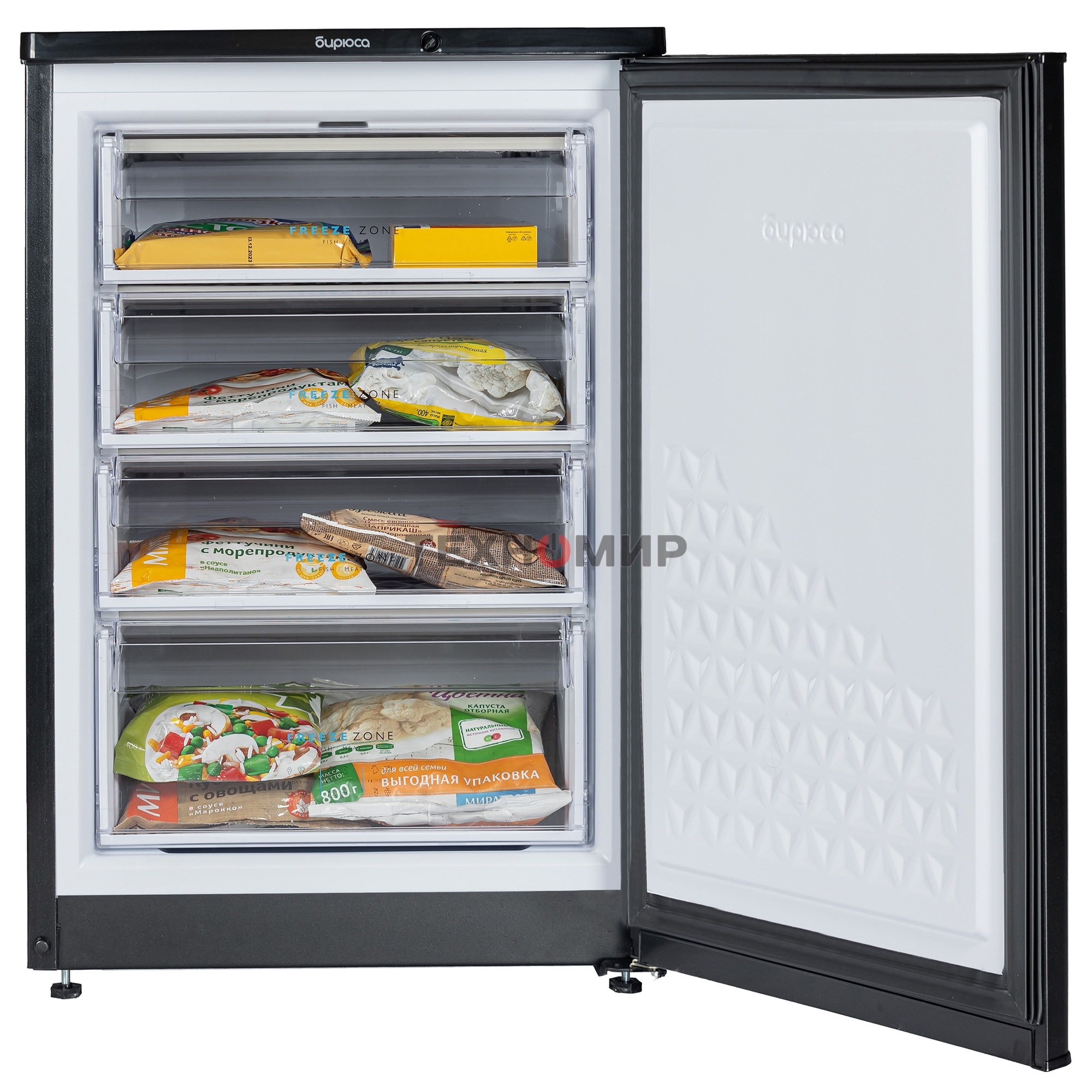 Морозильная камера Бирюса B514 черный 110л, 4 ящика