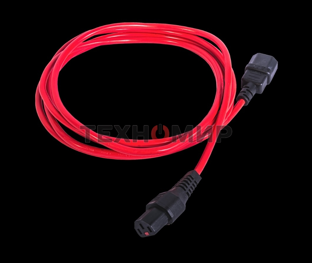 Шнур питания с фиксатором REM IEC 60320 C13/IEC 60320 C14, 10 А/250 В (3 * 1,0), длина 1,8 м, красный R-10-Cord-C13-C14-1.8-Red