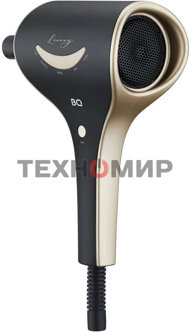 Фен BQ HD1211M черный/золотой, 1800 Вт, ионизация