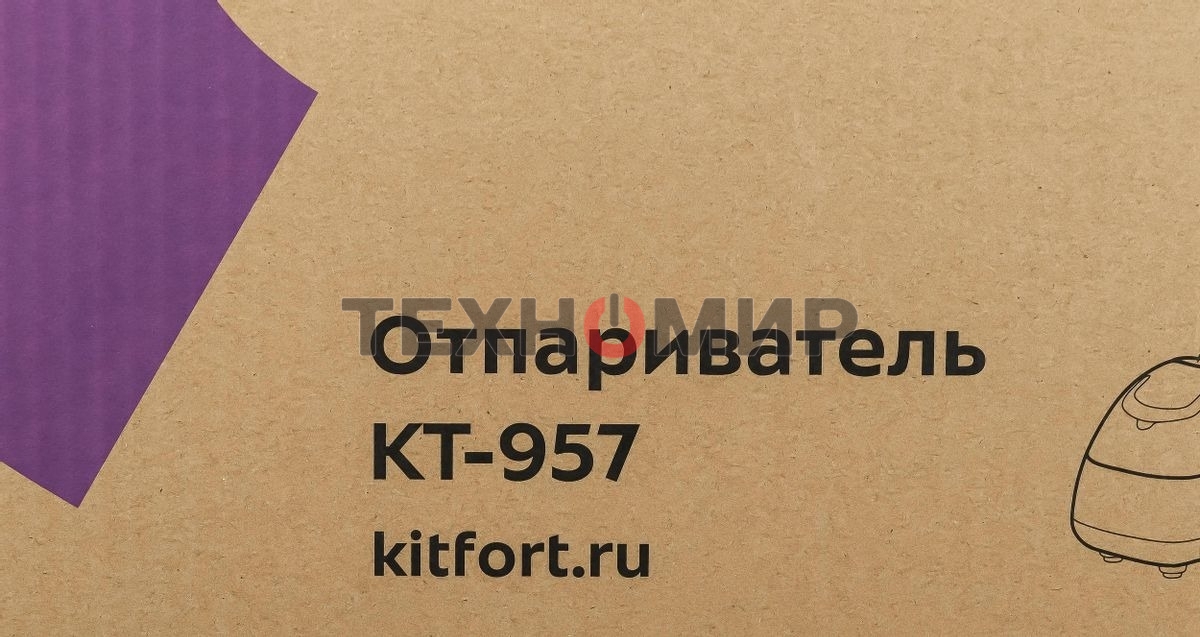 Отпариватель Kitfort КТ-957 белый/бирюзовый, 1500 Вт, 25 г/мин, 1900 мл