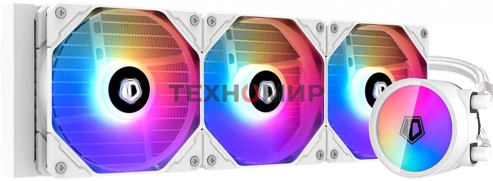 Комплект жидкостного охлаждения ID-COOLING ZOOMFLOW 360 XT SNOW LGA20XX/LGA115X/AM4/AM3/+/AM2/+/FM2/+/FM1(4шт/кор,TDP 350W, cнежно-белый, ARGB FAN and PUMP, PWM, TRIPLE FAN 120mm) RET