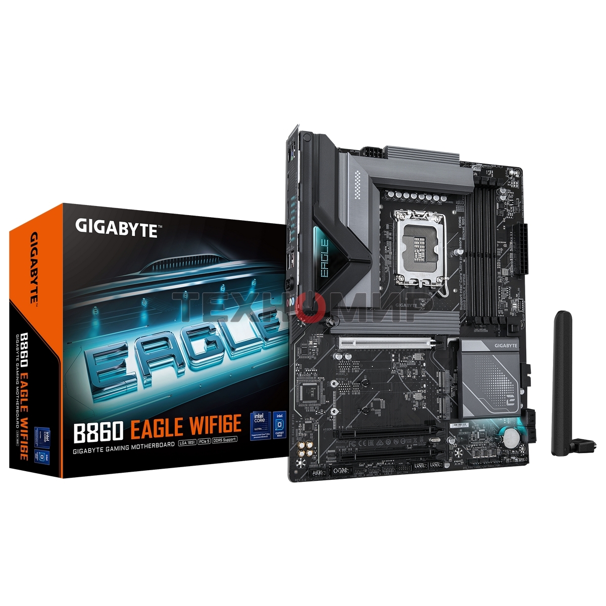 Материнская плата Gigabyte B860 EAGLE WIFI6E, LGA 1851, Intel B860, 4xDDR5, 4xSATA, 3xM.2, 1xPCIe 5.0 x16, 2xPCIe 4.0 x16, 1xHDMI, 1xDP, 1x 2.5Gb LAN, 4xUSB-A 2.0, 1xUSB-A 3.2 Gen 1, 1xUSB-A 3.2 Gen 2, 1xUSB-C 3.2 Gen 2x2, 7.1, 3x3.5 мм, ATX