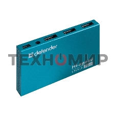 Разветвитель Defender SEPTIMA SLIM USB2.0 - 7 портов, + блок питания DC 5В 2А, + кабель USB 2.0 A(M) - MiniB (M) - 1м