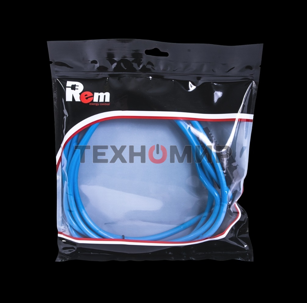 Шнур питания с фиксатором REM IEC 60320 C13/IEC 60320 C14, 10 А/250 В (3 * 1,0), 3 м, синий R-10-Cord-C13-C14-3-Blue