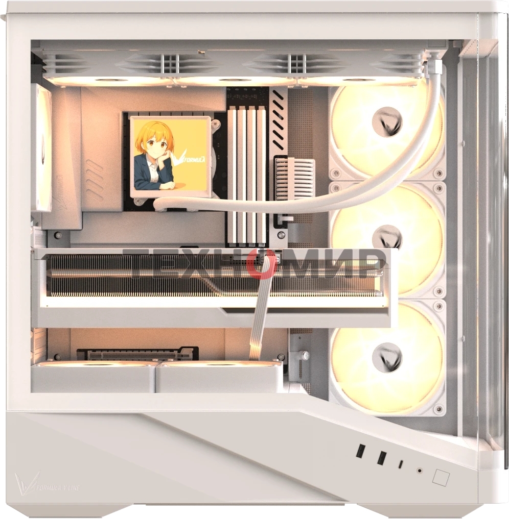 Компьютерный корпус Formula V Line Crystal U9 PA White, ATX, TYPE-C*1, USB3.0*2, Curved Glass, SIDE 3x PERFORMANCE ARGB, REAR 1x PERFORMANCE ARGB