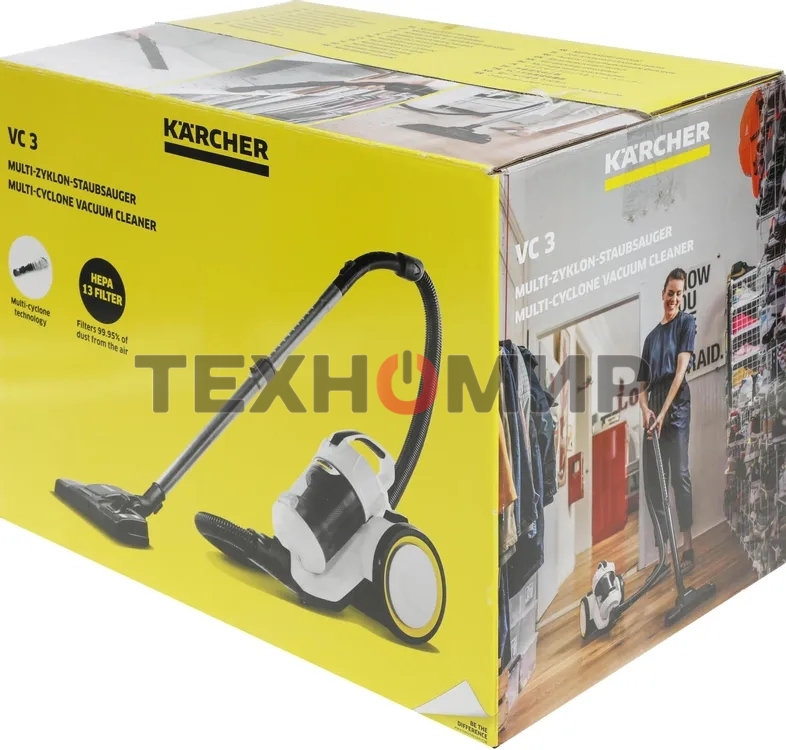 Пылесос Karcher VC 3 белый/черный, 250/700 Вт, уборка сухая, пылесборник контейнер 0.9 л