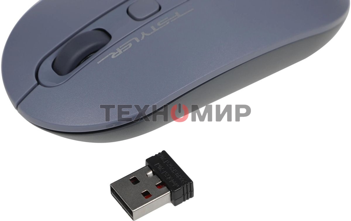 Мышь беспроводная A4Tech Fstyler FG20 пепельный/синий, 2000 dpi, радиоканал, USB, кнопки - 4