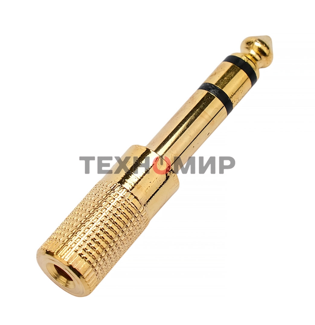 Аудио переходник Cablexpert A-63M-35F, Jack6.3(M) на Jack3.5(F) стерео, золотой, пакет