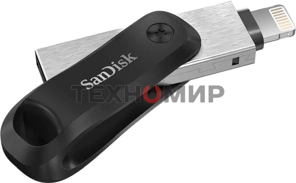 Флешка USB SanDisk IX60N iXpand Go (SDIX60N-064G-GN6NN), 64Gb, USB 3.0/Lightning, R/W 150/70, черный/серебристый