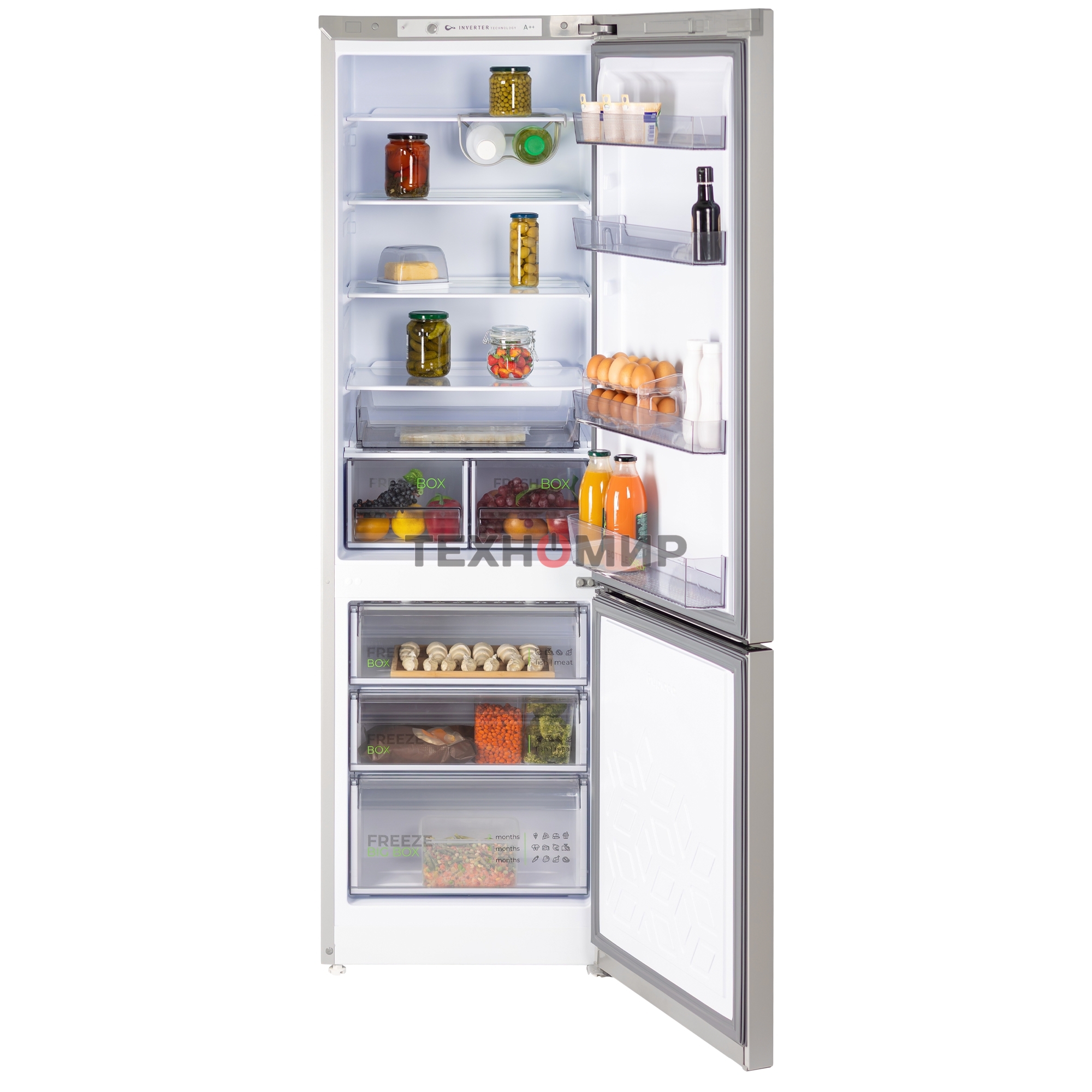 Холодильник Бирюса M6130 металлик двухкамерный 245/100л морозилка снизу