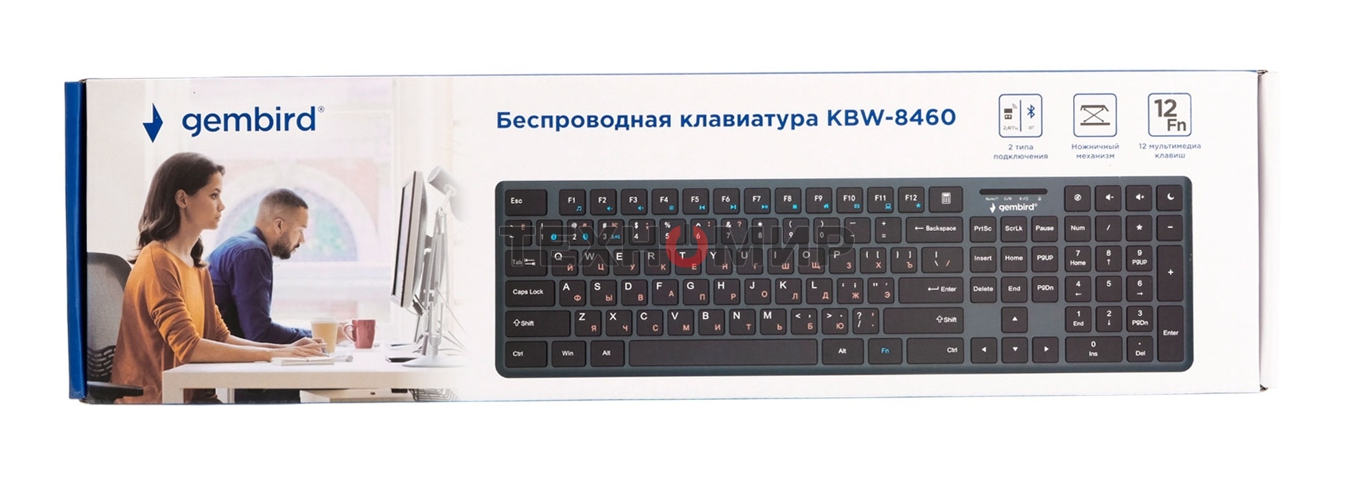 Клавиатура Gembird KBW-8460 беспроводная, Bluetooth, радиоканал, чёрный
