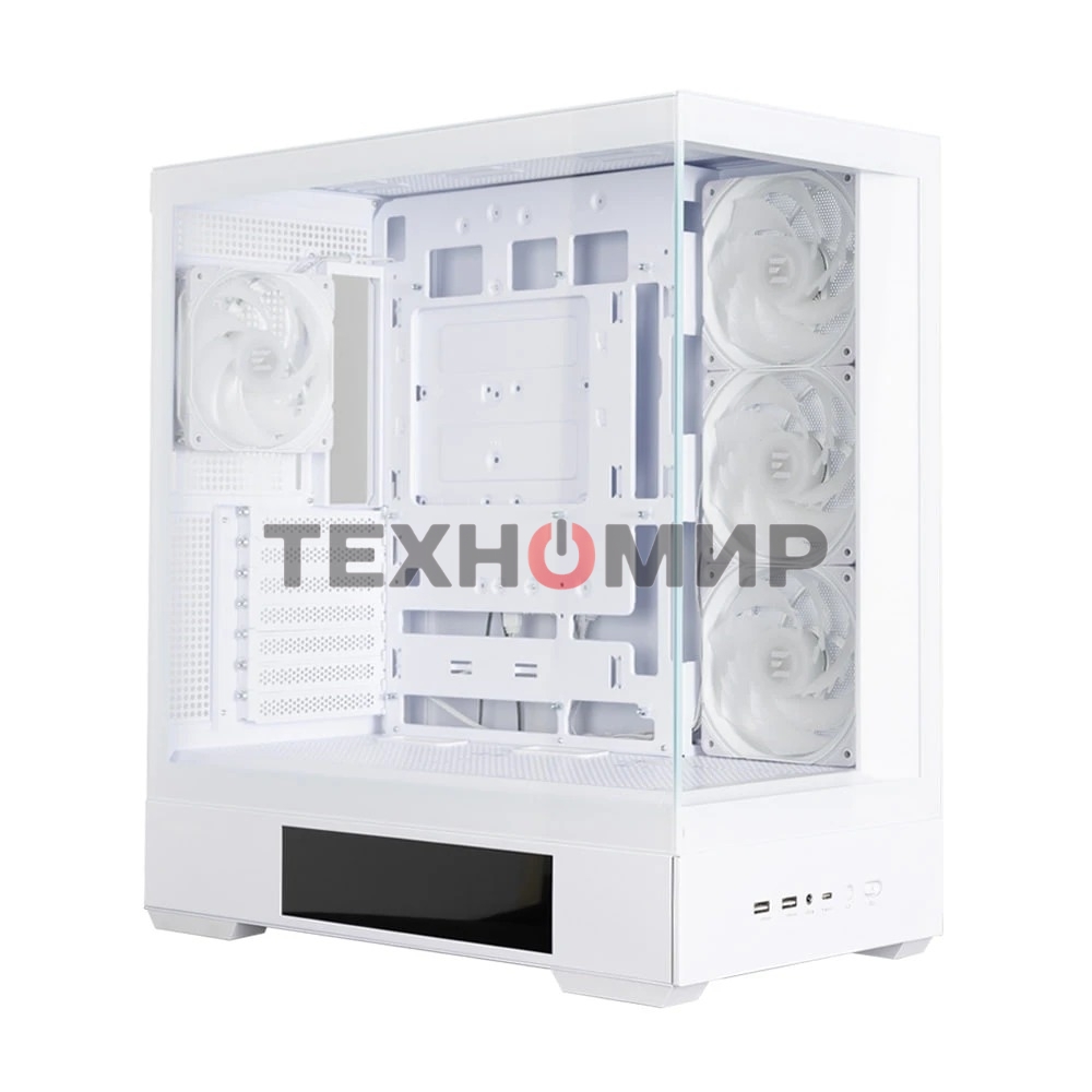 Компьютерный корпус ZALMAN P40 DS, ATX, белый, WINDOW, 9.1-inch LCD screen, 2xCombo(2.5” or 3.5”), 1x2.5”, 1xUSB TYPE-C, 2xUSB 3.0, SIDE 3x120мм ARGb, REAR 1x120мм ARGb